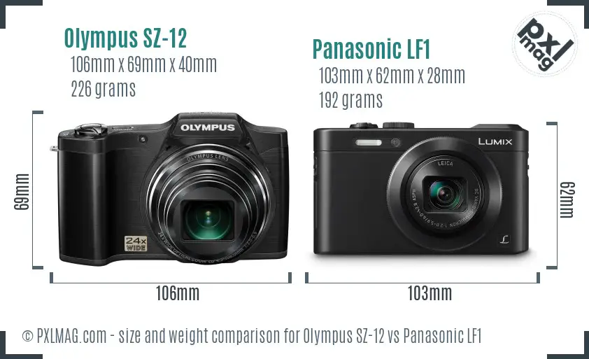 Olympus SZ-12 vs Panasonic LF1 size comparison Olympus SZ-12 vs Panasonic LF1 size comparison