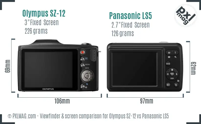 Olympus SZ-12 vs Panasonic LS5 Screen and Viewfinder comparison