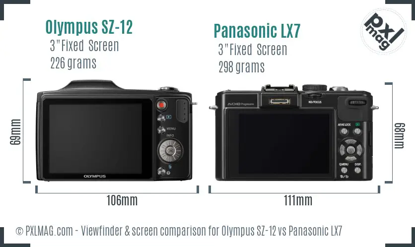Olympus SZ-12 vs Panasonic LX7 Screen and Viewfinder comparison Olympus SZ-12 vs Panasonic LX7 Screen and Viewfinder comparison