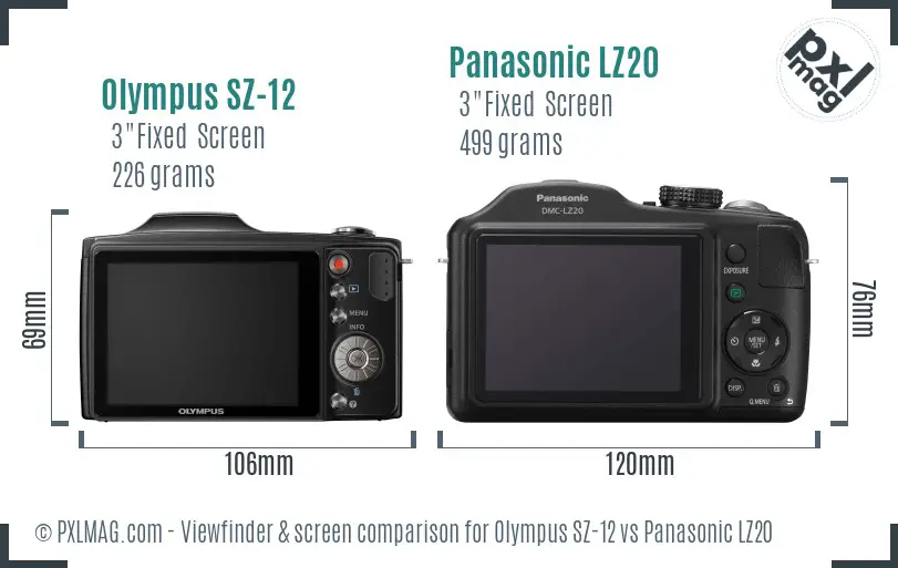 Olympus SZ-12 vs Panasonic LZ20 Screen and Viewfinder comparison Olympus SZ-12 vs Panasonic LZ20 Screen and Viewfinder comparison