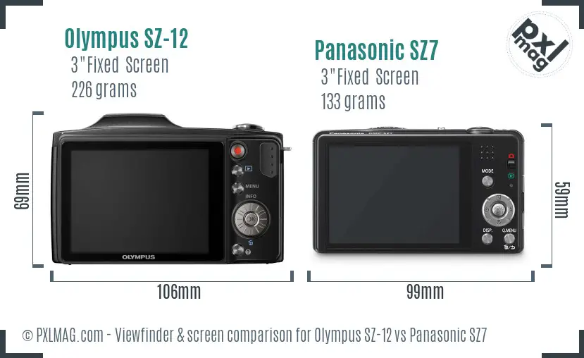 Olympus SZ-12 vs Panasonic SZ7 Screen and Viewfinder comparison