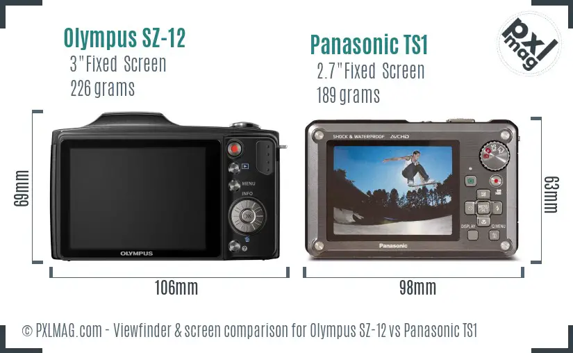 Olympus SZ-12 vs Panasonic TS1 Screen and Viewfinder comparison