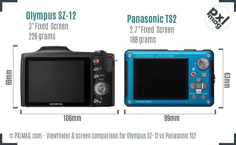 Olympus SZ-12 vs Panasonic TS2 Screen and Viewfinder comparison