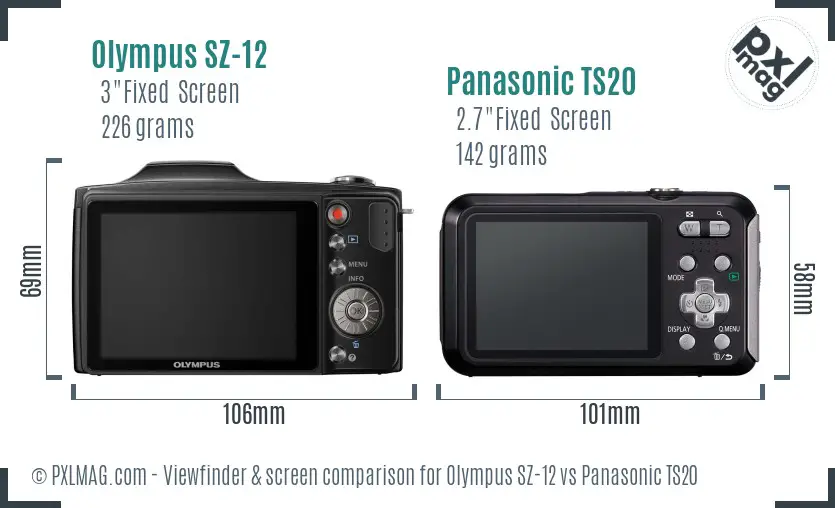 Olympus SZ-12 vs Panasonic TS20 Screen and Viewfinder comparison