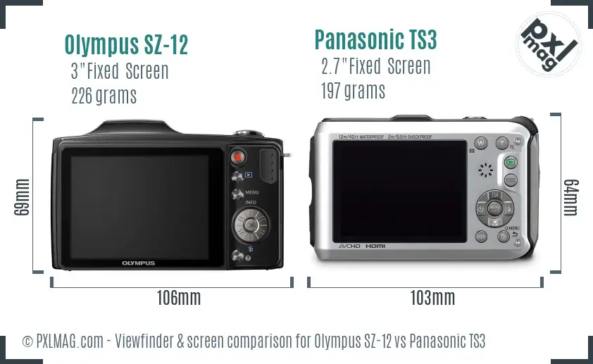 Olympus SZ-12 vs Panasonic TS3 Screen and Viewfinder comparison