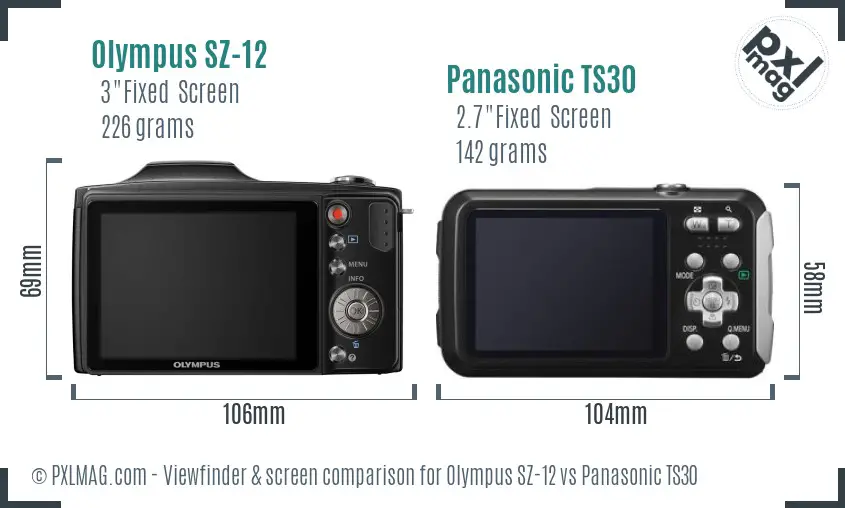 Olympus SZ-12 vs Panasonic TS30 Screen and Viewfinder comparison