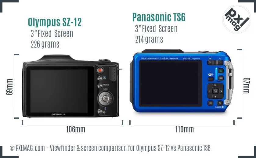 Olympus SZ-12 vs Panasonic TS6 Screen and Viewfinder comparison