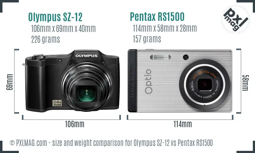 Olympus SZ-12 vs Pentax RS1500 size comparison