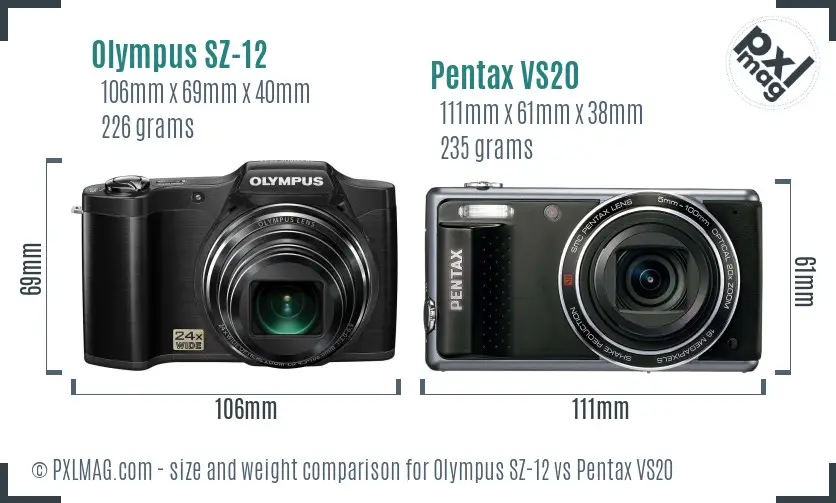 Olympus SZ-12 vs Pentax VS20 size comparison