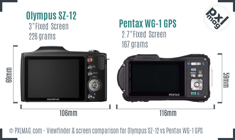 Olympus SZ-12 vs Pentax WG-1 GPS Screen and Viewfinder comparison