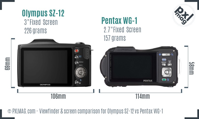 Olympus SZ-12 vs Pentax WG-1 Screen and Viewfinder comparison