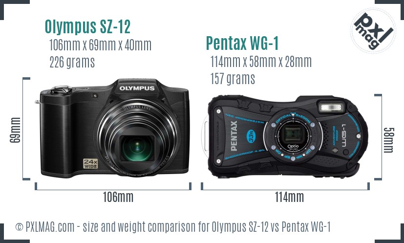 Olympus SZ-12 vs Pentax WG-1 size comparison