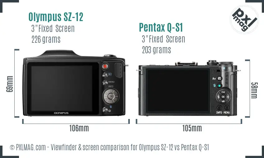 Olympus SZ-12 vs Pentax Q-S1 Screen and Viewfinder comparison