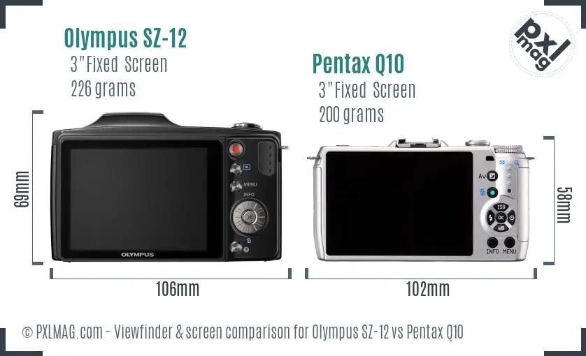 Olympus SZ-12 vs Pentax Q10 Screen and Viewfinder comparison