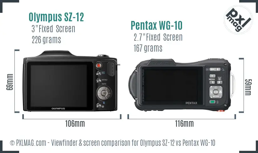 Olympus SZ-12 vs Pentax WG-10 Screen and Viewfinder comparison Olympus SZ-12 vs Pentax WG-10 Screen and Viewfinder comparison