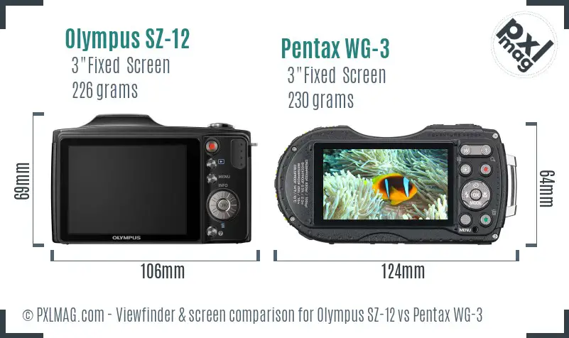 Olympus SZ-12 vs Pentax WG-3 Screen and Viewfinder comparison