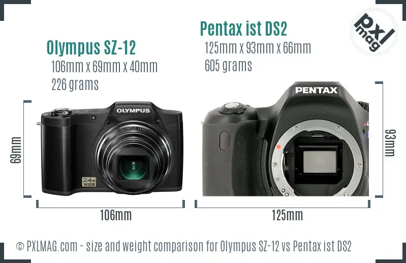 Olympus SZ-12 vs Pentax ist DS2 size comparison