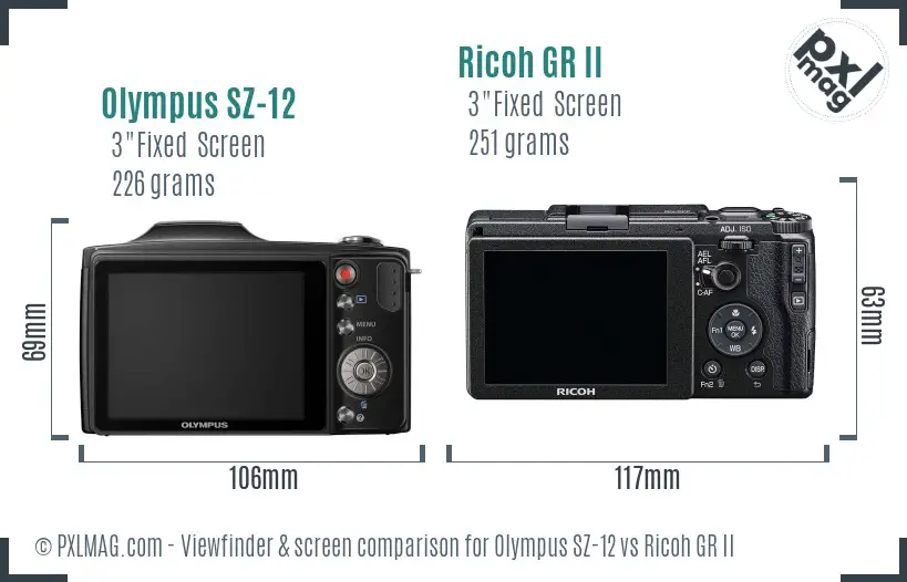 Olympus SZ-12 vs Ricoh GR II Screen and Viewfinder comparison Olympus SZ-12 vs Ricoh GR II Screen and Viewfinder comparison
