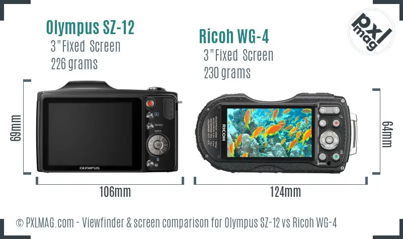 Olympus SZ-12 vs Ricoh WG-4 Screen and Viewfinder comparison