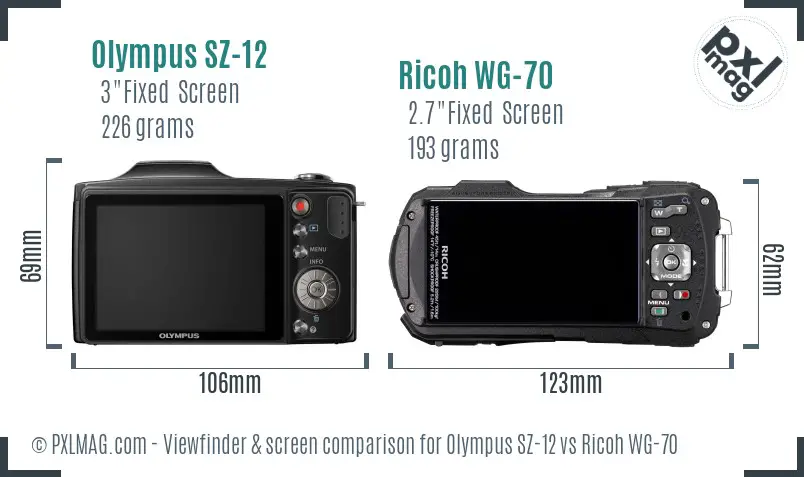 Olympus SZ-12 vs Ricoh WG-70 Screen and Viewfinder comparison