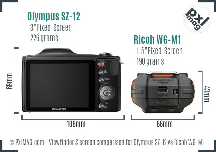 Olympus SZ-12 vs Ricoh WG-M1 Screen and Viewfinder comparison