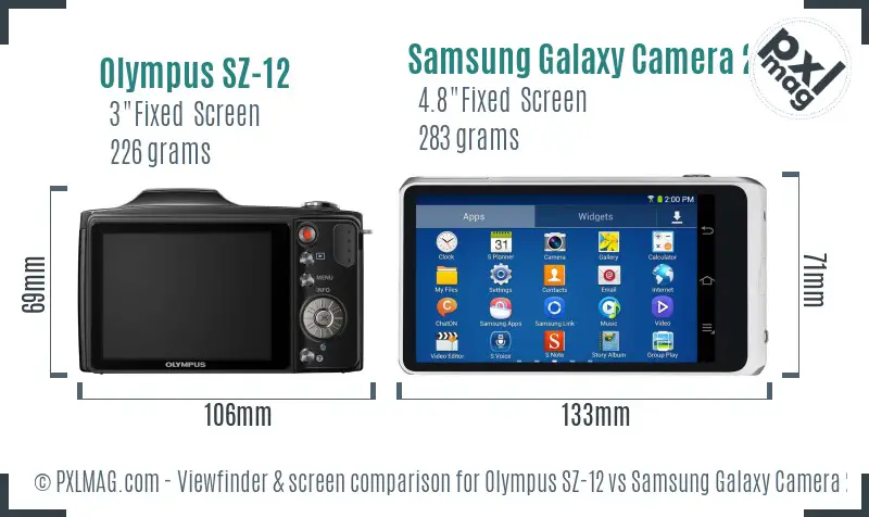 Olympus SZ-12 vs Samsung Galaxy Camera 2 Screen and Viewfinder comparison