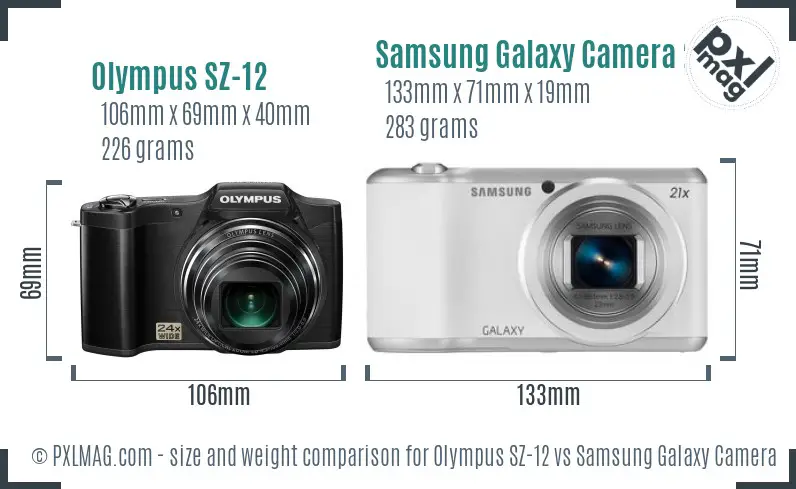 Olympus SZ-12 vs Samsung Galaxy Camera 2 size comparison