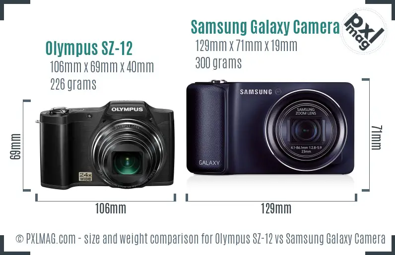 Olympus SZ-12 vs Samsung Galaxy Camera size comparison