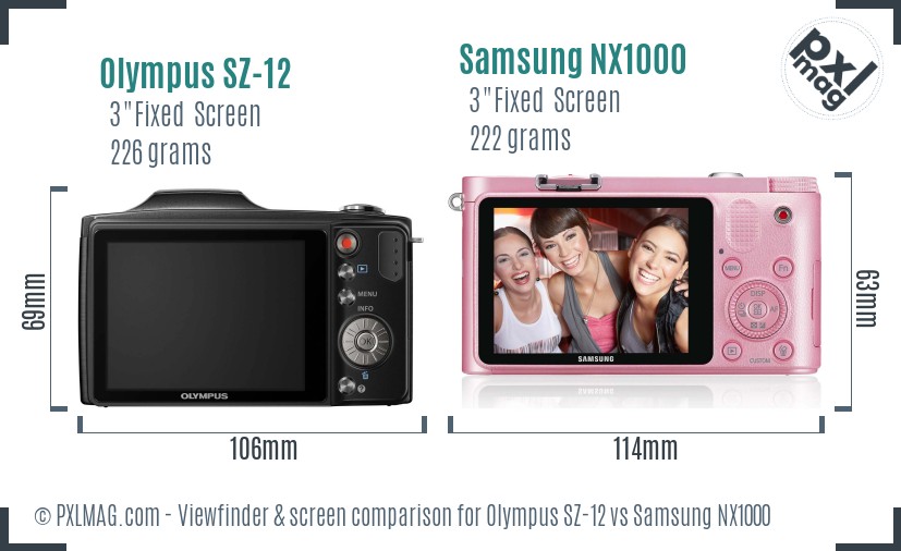 Olympus SZ-12 vs Samsung NX1000 Screen and Viewfinder comparison