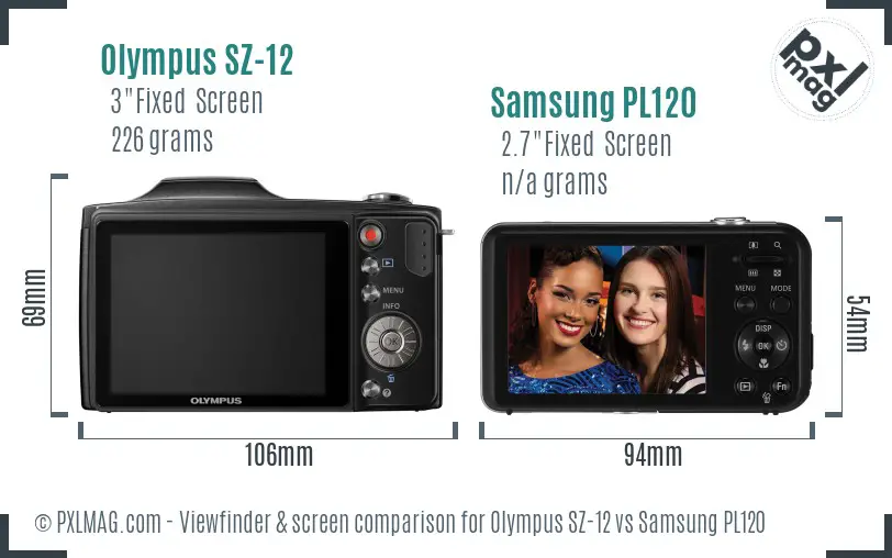 Olympus SZ-12 vs Samsung PL120 Screen and Viewfinder comparison Olympus SZ-12 vs Samsung PL120 Screen and Viewfinder comparison