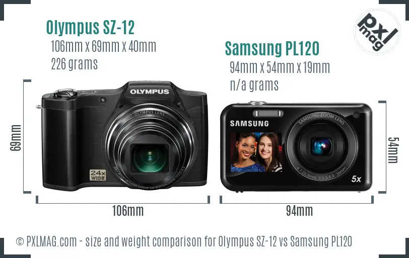 Olympus SZ-12 vs Samsung PL120 size comparison Olympus SZ-12 vs Samsung PL120 size comparison
