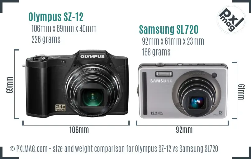Olympus SZ-12 vs Samsung SL720 size comparison Olympus SZ-12 vs Samsung SL720 size comparison
