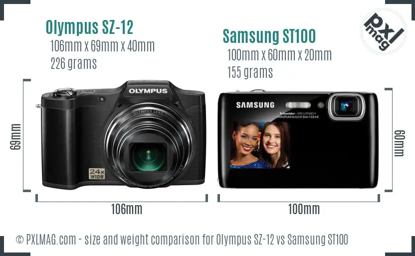 Olympus SZ-12 vs Samsung ST100 size comparison