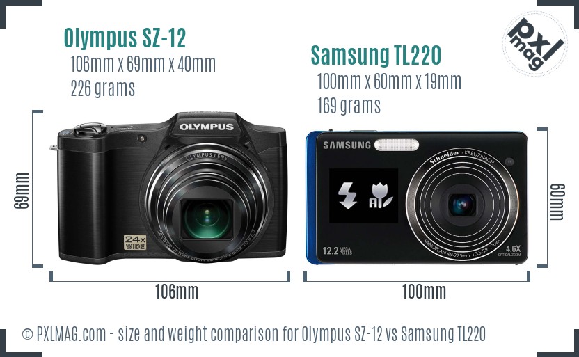 Olympus SZ-12 vs Samsung TL220 size comparison Olympus SZ-12 vs Samsung TL220 size comparison