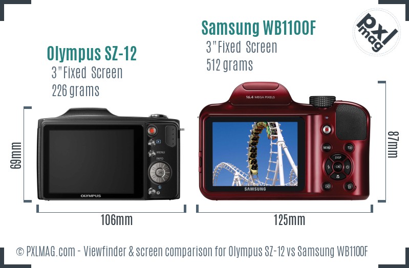 Olympus SZ-12 vs Samsung WB1100F Screen and Viewfinder comparison