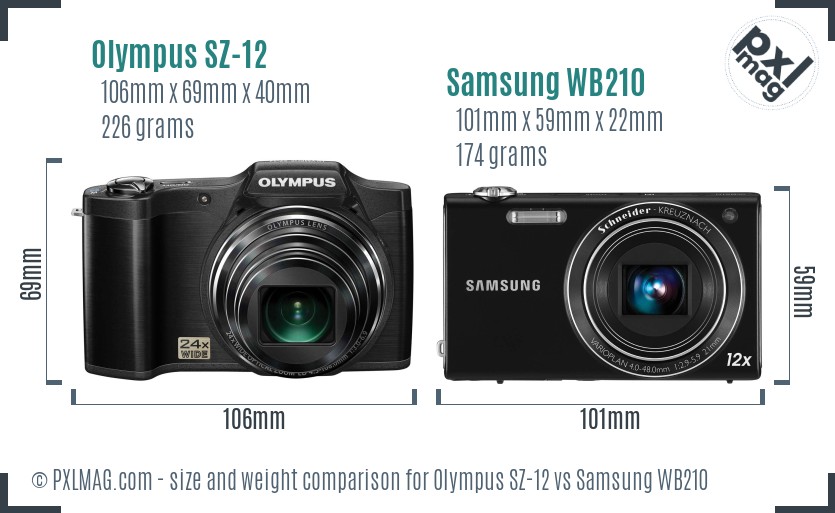 Olympus SZ-12 vs Samsung WB210 size comparison Olympus SZ-12 vs Samsung WB210 size comparison