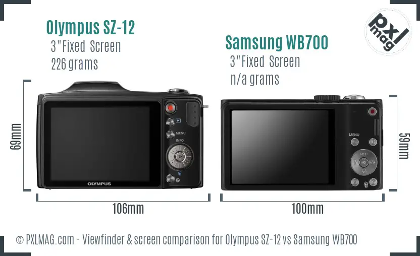 Olympus SZ-12 vs Samsung WB700 Screen and Viewfinder comparison Olympus SZ-12 vs Samsung WB700 Screen and Viewfinder comparison