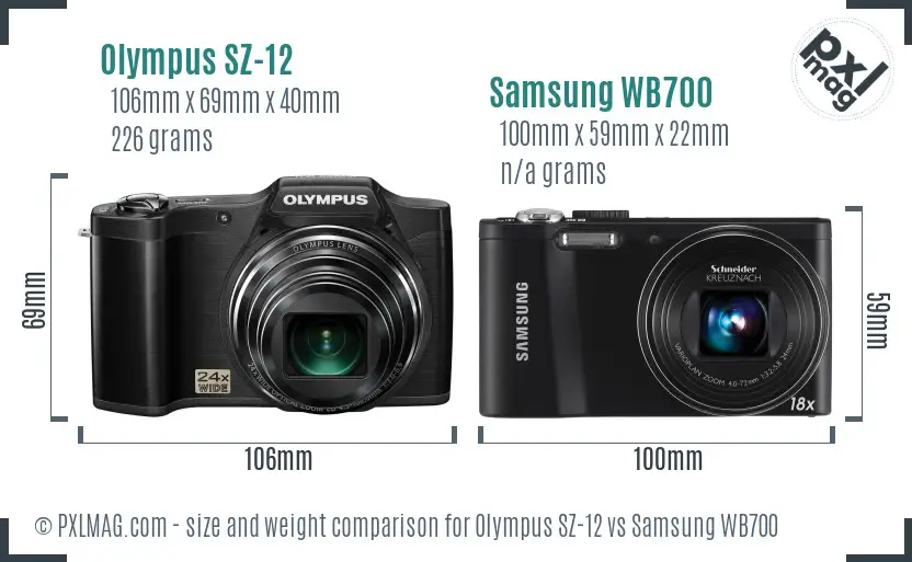 Olympus SZ-12 vs Samsung WB700 size comparison Olympus SZ-12 vs Samsung WB700 size comparison