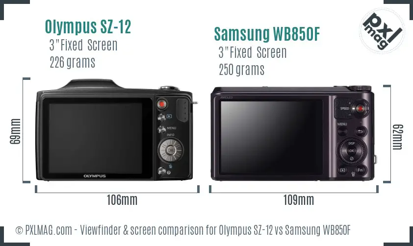 Olympus SZ-12 vs Samsung WB850F Screen and Viewfinder comparison Olympus SZ-12 vs Samsung WB850F Screen and Viewfinder comparison