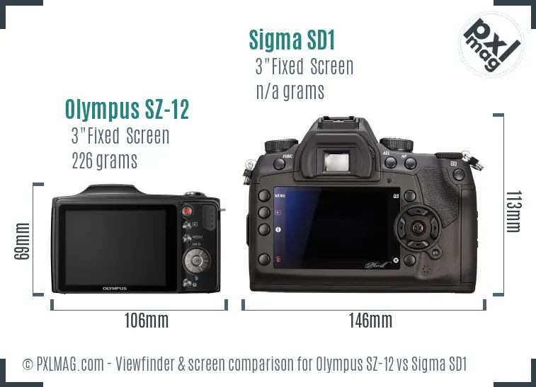 Olympus SZ-12 vs Sigma SD1 Screen and Viewfinder comparison