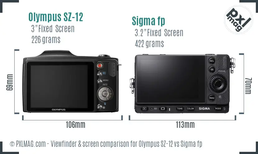 Olympus SZ-12 vs Sigma fp Screen and Viewfinder comparison