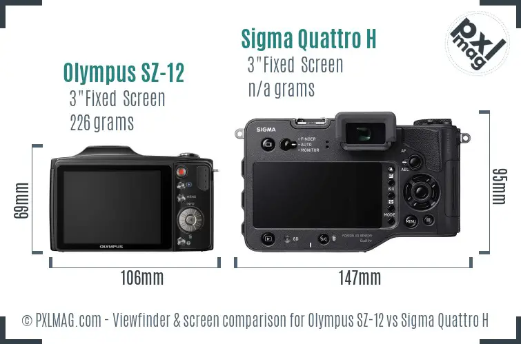 Olympus SZ-12 vs Sigma Quattro H Screen and Viewfinder comparison