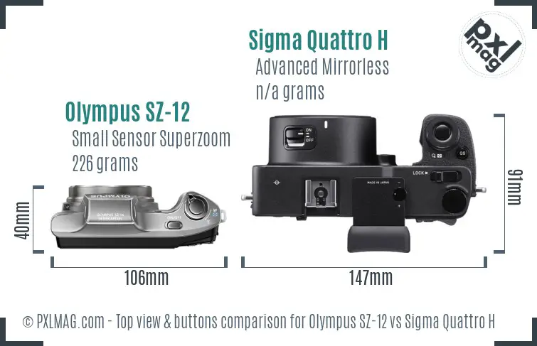 Olympus SZ-12 vs Sigma Quattro H top view buttons comparison