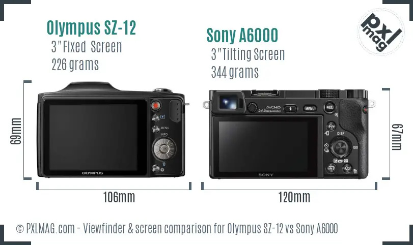 Olympus SZ-12 vs Sony A6000 Screen and Viewfinder comparison Olympus SZ-12 vs Sony A6000 Screen and Viewfinder comparison