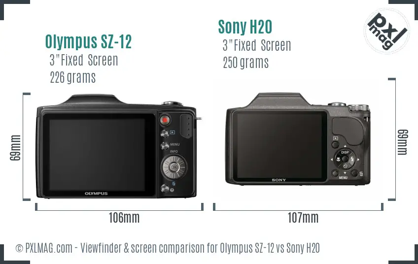 Olympus SZ-12 vs Sony H20 Screen and Viewfinder comparison