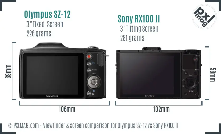 Olympus SZ-12 vs Sony RX100 II Screen and Viewfinder comparison