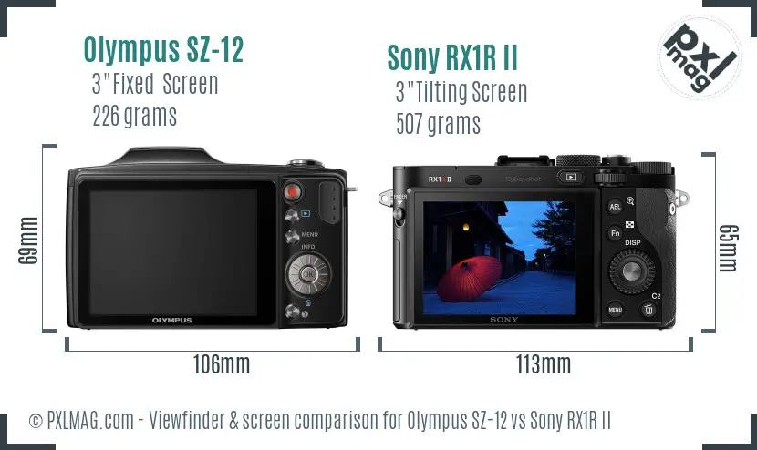 Olympus SZ-12 vs Sony RX1R II Screen and Viewfinder comparison