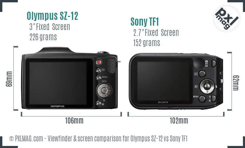 Olympus SZ-12 vs Sony TF1 Screen and Viewfinder comparison