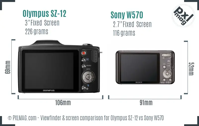 Olympus SZ-12 vs Sony W570 Screen and Viewfinder comparison