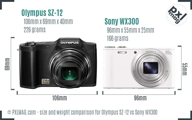 Olympus SZ-12 vs Sony WX300 size comparison